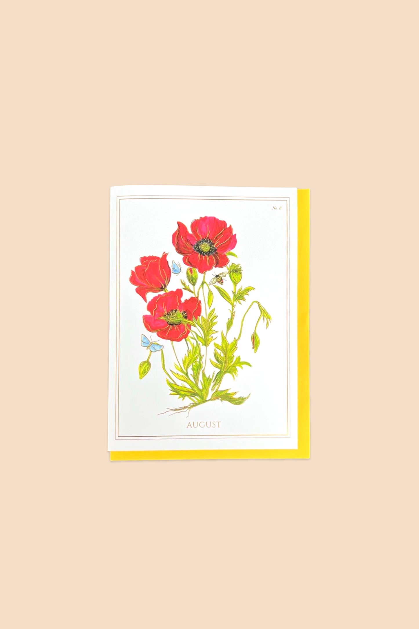 August | Poppy Card with Gold Foil