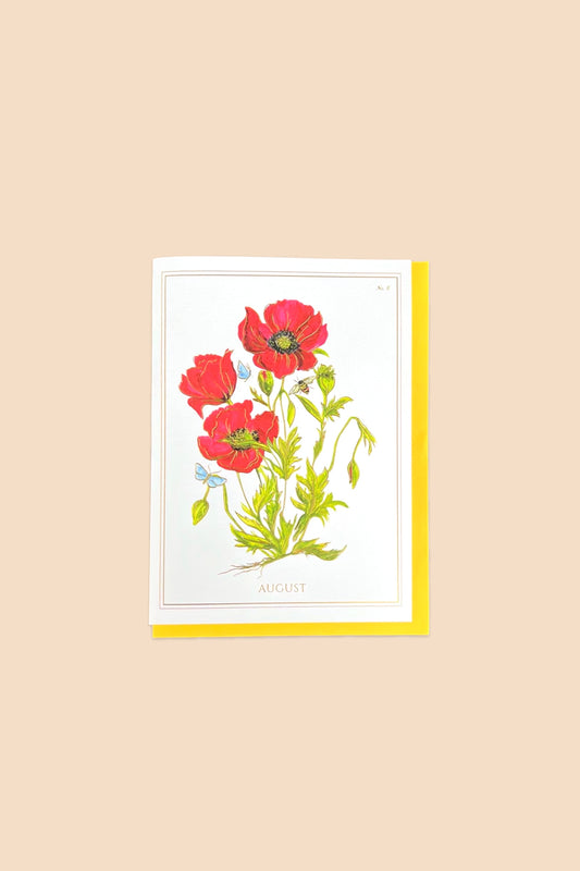 August | Poppy Card with Gold Foil