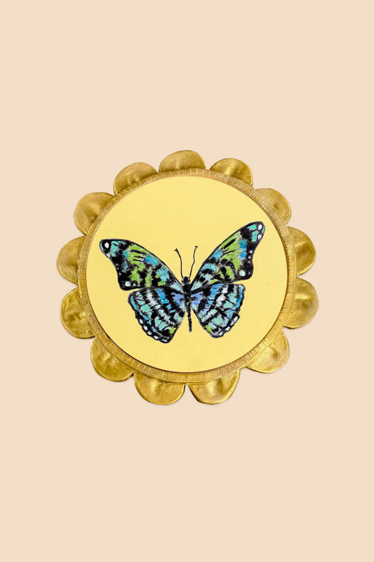 Blue Butterfly with Ceramic Flower Petal Frame