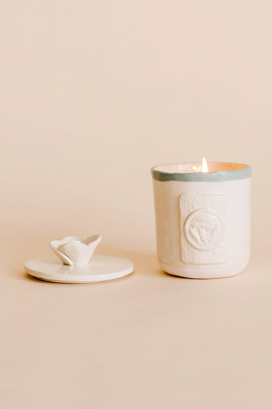 Corinthian Rose Ceramic Candle