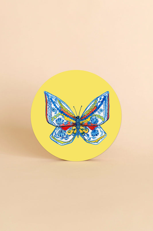 Porcelain Wing Butterfly 8" Round