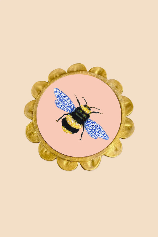 Porcelain Wing Bee with Ceramic Flower Petal Frame