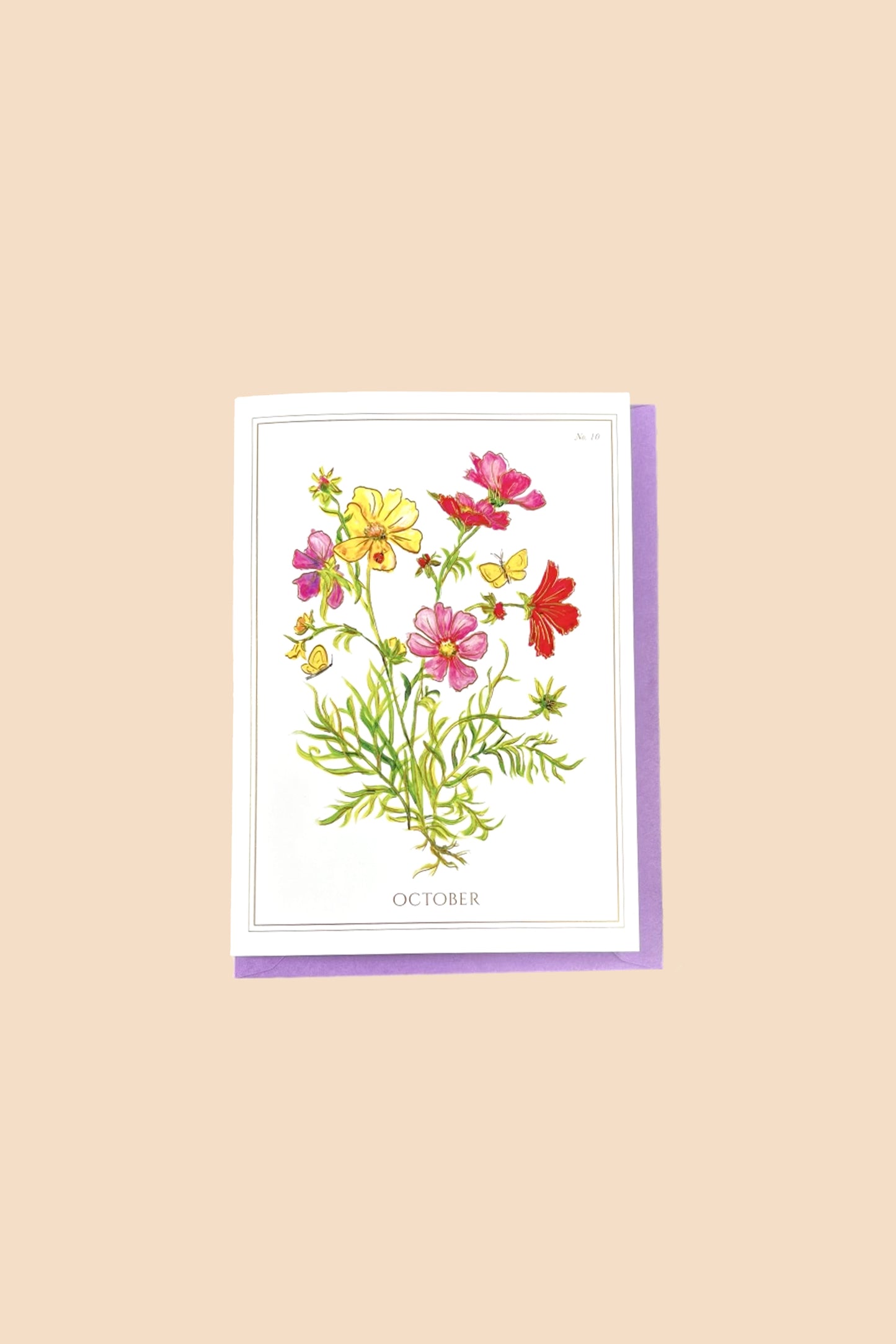 October | Cosmos Card with Gold Foil