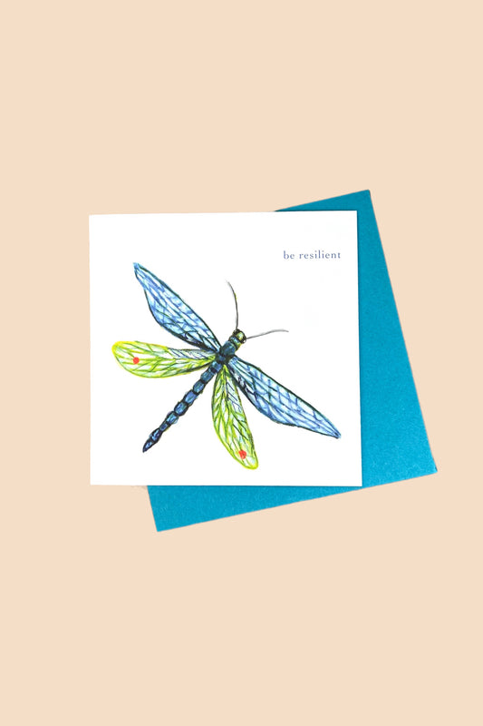 Blue Green Dragonfly Card