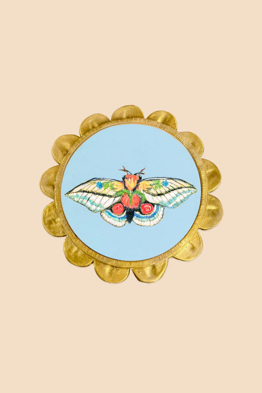 Flower Moth in Ceramic Flower Petal Frame