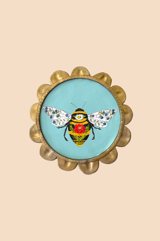 Floral Bee in Ceramic Flower Petal Frame