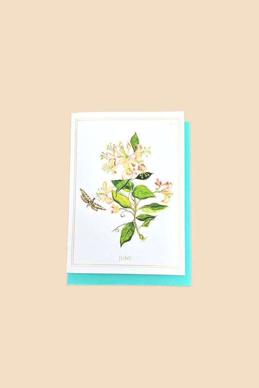 June | Honeysuckle Card with Gold Foil