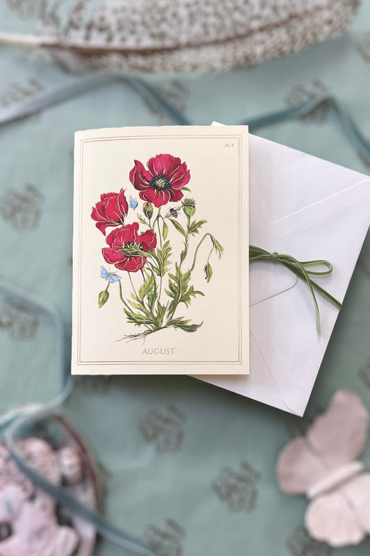 August | Poppy Card with Gold Foil