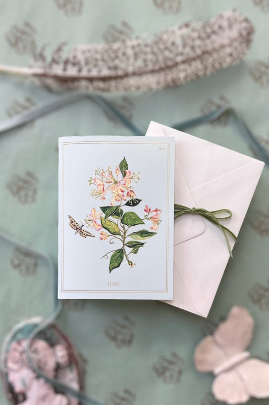 June | Honeysuckle Card with Gold Foil