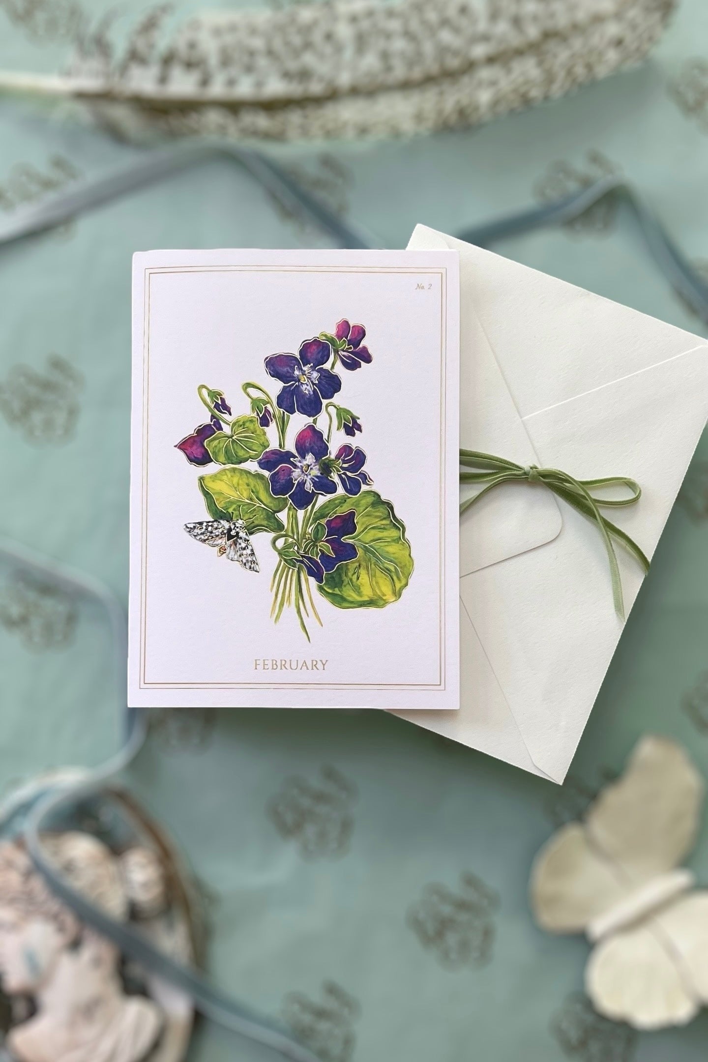 February | Violet Card with Gold Foil