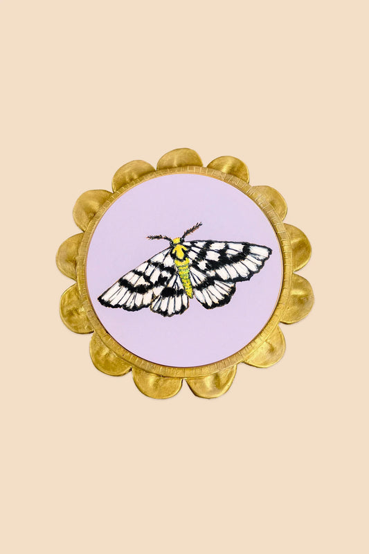 Leopard Moth with Ceramic Flower Petal Frame