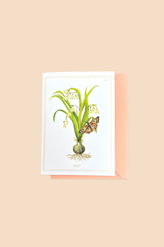 May | Lily of the Valley Card with Gold Foil