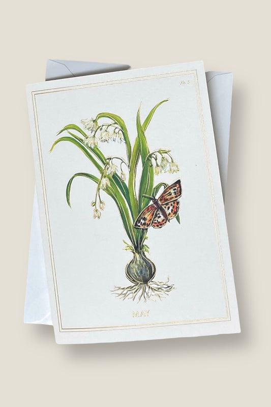 May | Lily of the Valley Card with Gold Foil