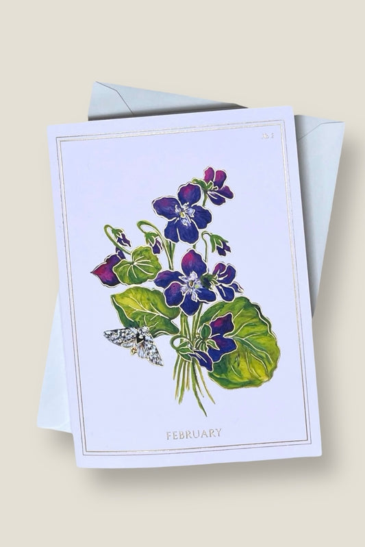 February | Violet Card with Gold Foil