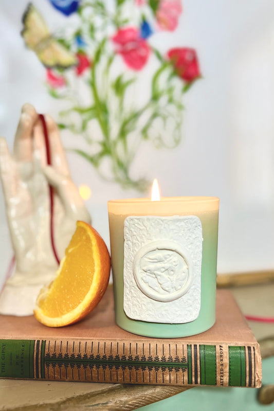 Hot Orange Pagoda Intaglio Candle