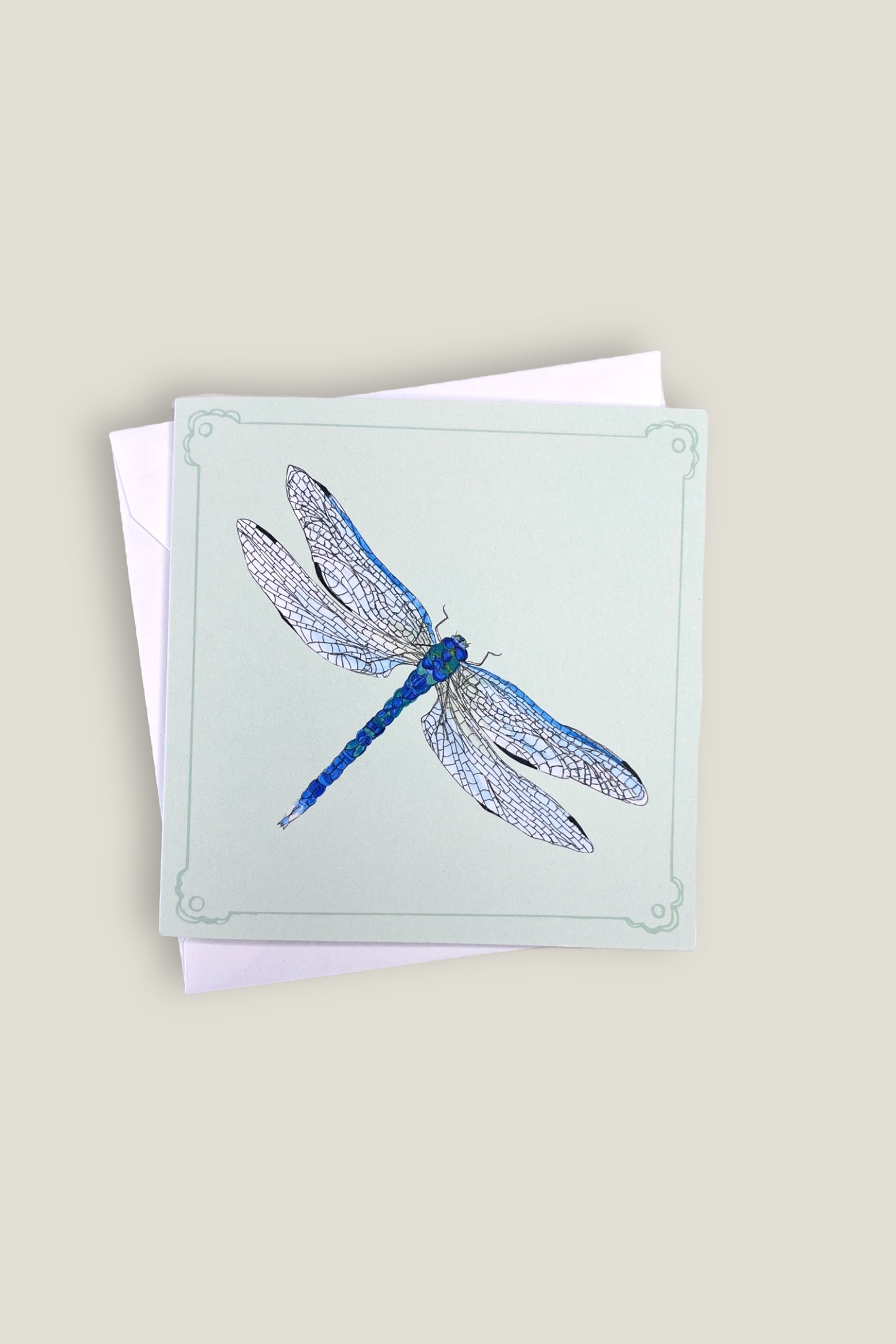 Blue Green Dragonfly Card