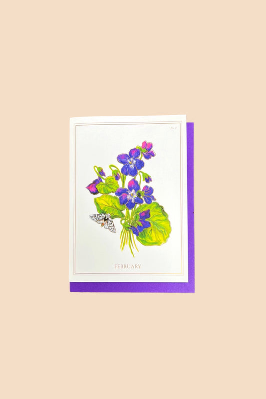 February | Violet Card with Gold Foil