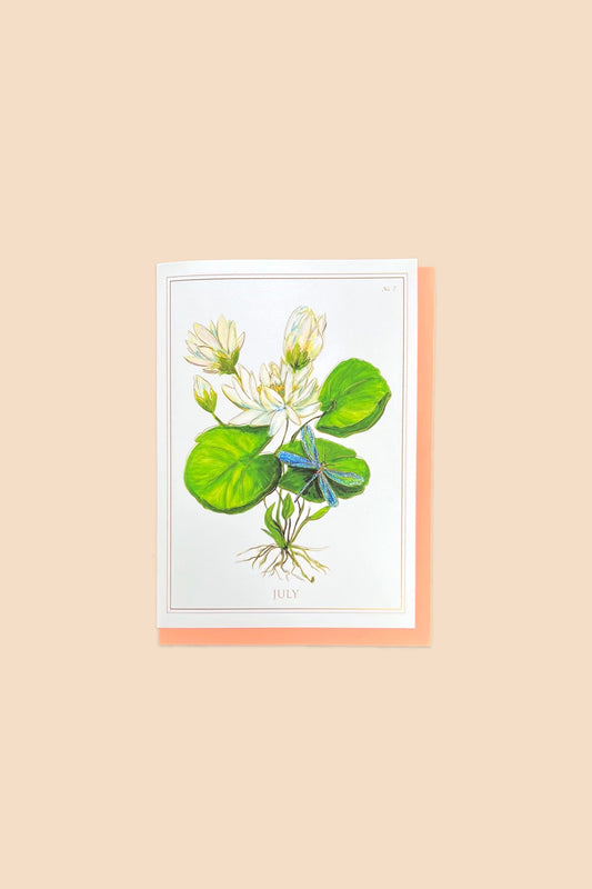 July | Water Lily Card with Gold Foil